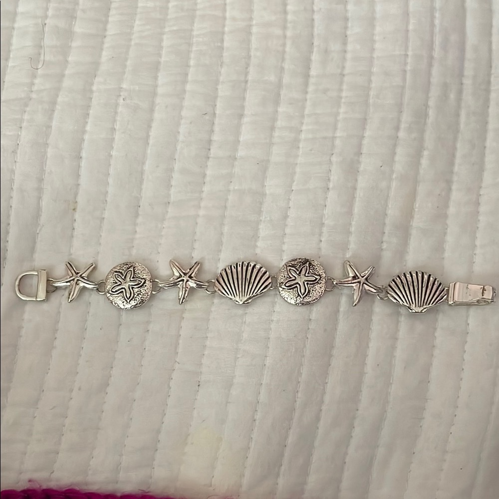 Silver Colored Starfish and Shell Bracelet